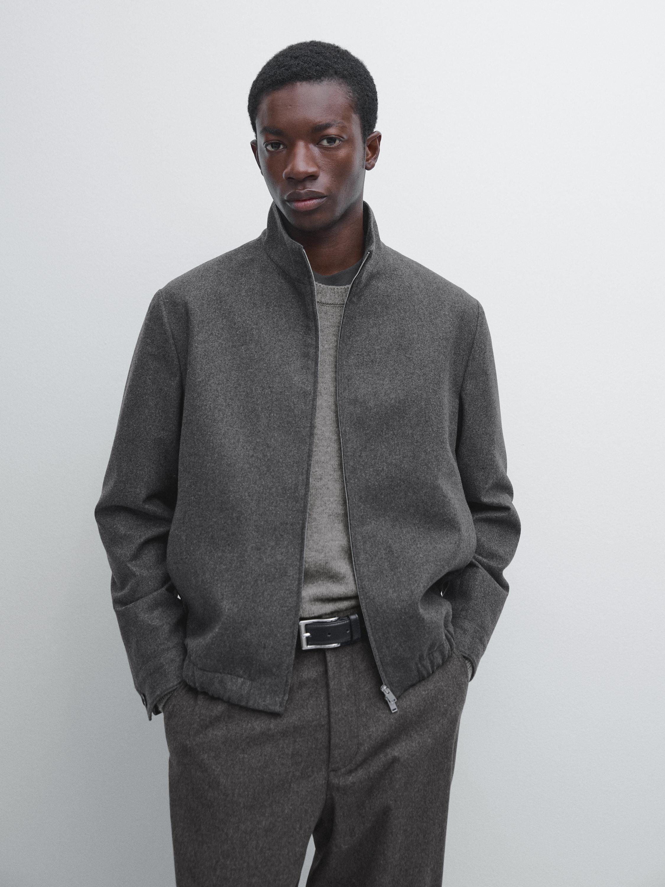 Veste bomber en laine mélangée